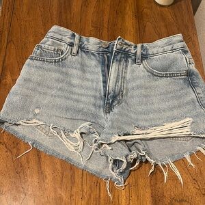 High rise denim shorts